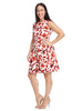 White And Red Floral Print Fit And Flare Dress