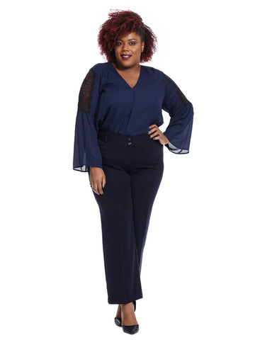 Straight Leg Two Button Trouser In Navy