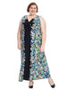 V-Neck Side Floral Print Maxi Dress
