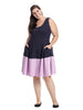 Brooklyn Color Block Dress In Navy/Lilac