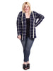 Simply Snuggly Plaid Cardigan In Navy