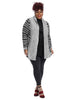 Long Sleeve Open Faced Cardigan With Striped Detail In Grey