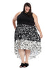 Hi Lo 2Fer Maxi Dress In Black/White Peony Print