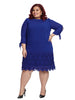 Georgette Long Sleeve Shift Dress In Blue Violet