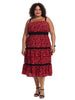 Ruffle Midi Red Print Isabel Dress