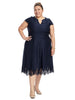 Lace Hem Navy Fit And Flare Dress