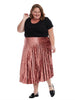 Velvet Pleated Skirt In Raspberry