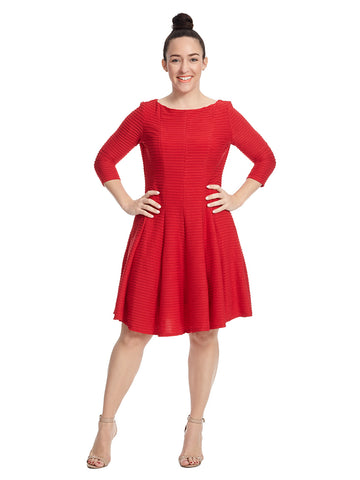 Three-Quarter Sleeve Red Dress
