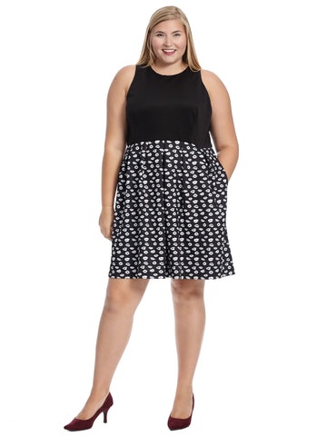 Kiss Kiss Print Twofer Fit And Flare Dress