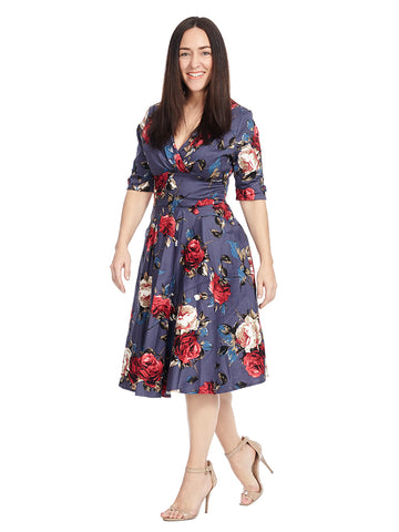 Delores Dress In Navy Floral Print