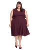 Fit & Flare Belted Dress In Maroon