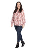 Long Sleeve Top With Stitch Details In Pink Prairie Print