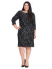 Abstract Check Print Dress In Black & Ivory