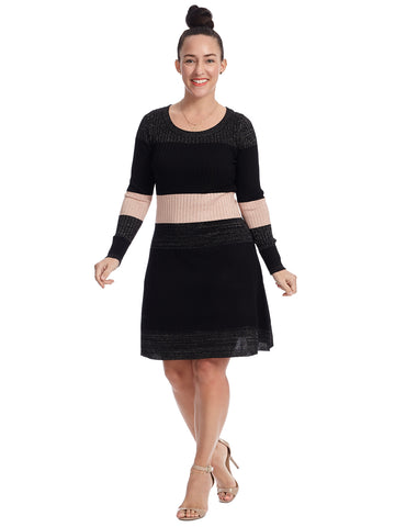 Blush Stripe A-Line Sweater Dress