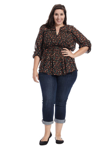 Ditsy Floral Pintuck Top