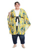 Flare Sleeve Yellow And Green Print Kimono