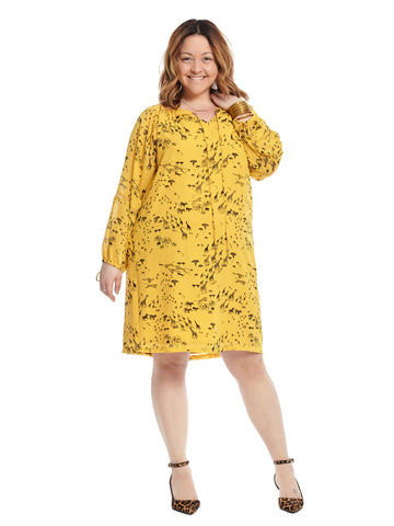 Yellow Giraffe Print Tunic Dress