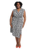 Faux Wrap Dress With Knot Detail In Navy Sketchyard