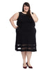Sleeveless Fit And Flare Dress With Mesh Detail In Black