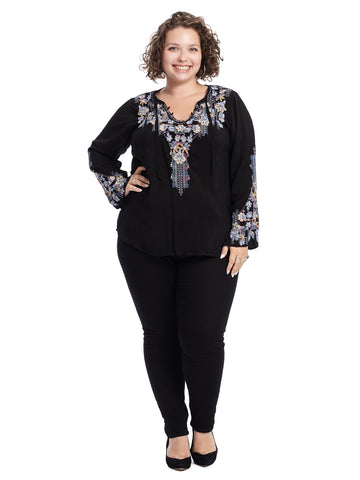 Embroidered Black Tanya Blouse