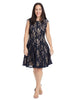 Sleeveless Lace Detail Dress In Nude And Navy