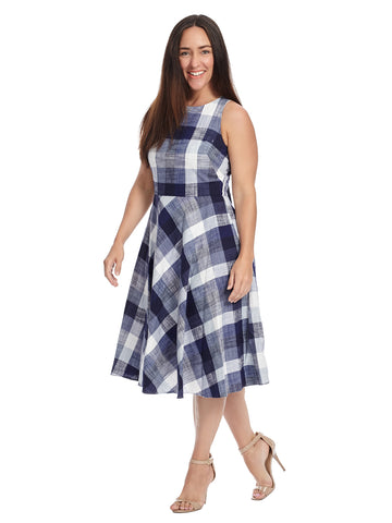 Plaid Cotton Fit And Flare Dress
