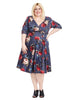 Delores Dress In Navy Floral Print
