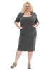 Elbow-Length Sleeve Dress In Charcoal Grey