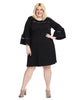 Long Sleeve Dress With Lace Detail In Black