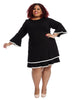 Bell Sleeve Ponte Fit And Flare Dress