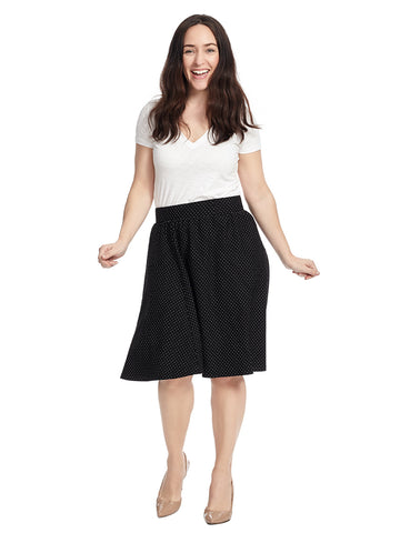 Polka Dot Ponte A-Line Skirt