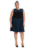 Forest And Black Color Block Ludlow Dress