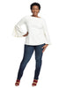 Pleated Sleeve Tunic Top In Soft White