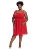 Crochet Trim Red Fit And Flare Dress