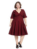 Elbow-Length Delores Dress In Burgundy