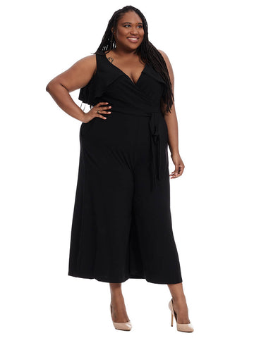 Belted Jumpsuit With Ruffle Detail