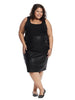 Black Faux Leather Textured Skirt With Zipper Detail