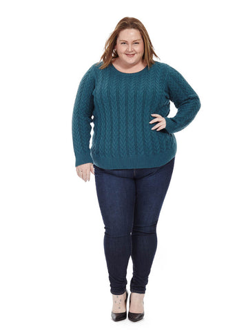 Cable-knit Sweater in Turquoise