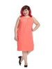 Front Pleat Dress in Coral