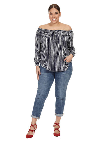 Off The Shoulder Striped Tunic