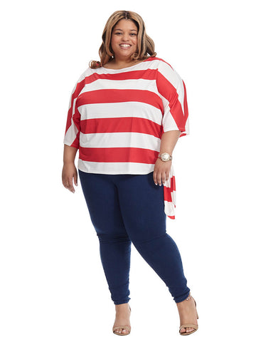 Red & White Stripe Margaux Top