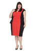 Red Colorblock Peplum Scuba Dress