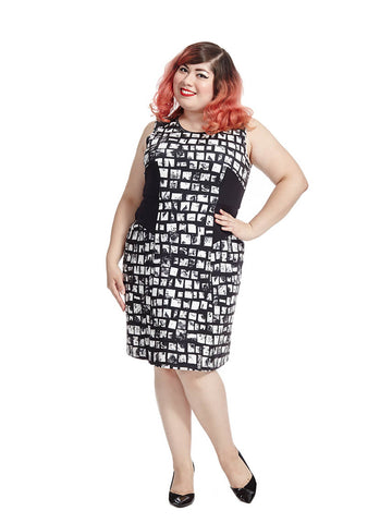 Photo Printed Colorblocked Scuba Dress