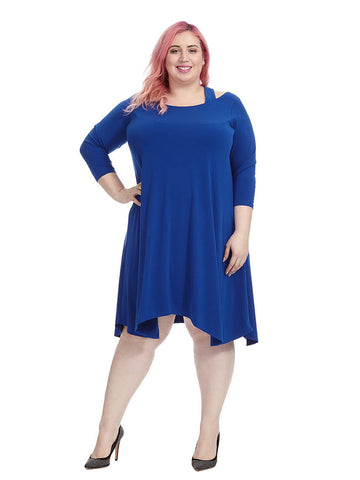 Modern Blue Cutout Dress