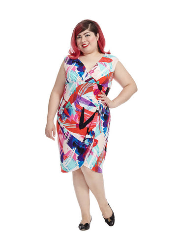Side Ruched Dress In Abstract Print