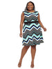 Fit & Flare Dress In Mixed Chevron