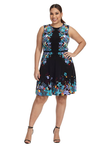 Dress In Placed Floral Print