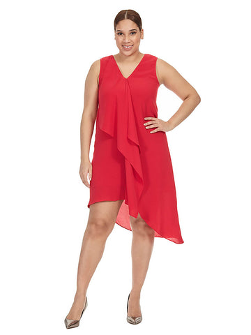 Cascade Dress In Red Flare