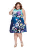 Mixed Floral Dress In Blue Multi
