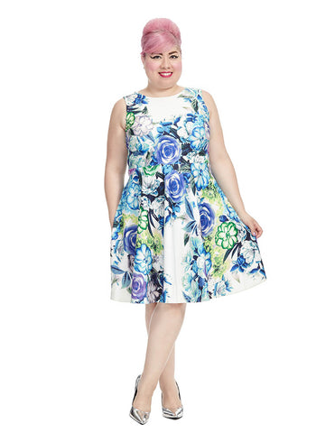 Sleeveless Floral Dress In Ivory